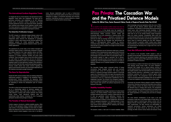 PAX PRIVATA: The Cascadian War and the Privatised Defence Models